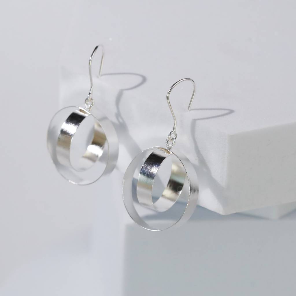 Hula Hoops - Fold Earrings ( Shiny Silver Finish ) : Round_in_Round_Earrings_Apr25