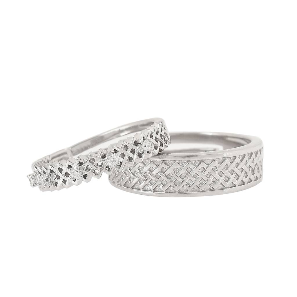 925 Sterling Silver Valentine'S Day Collection Cz Gems Couple Band Rings : 8905124492231