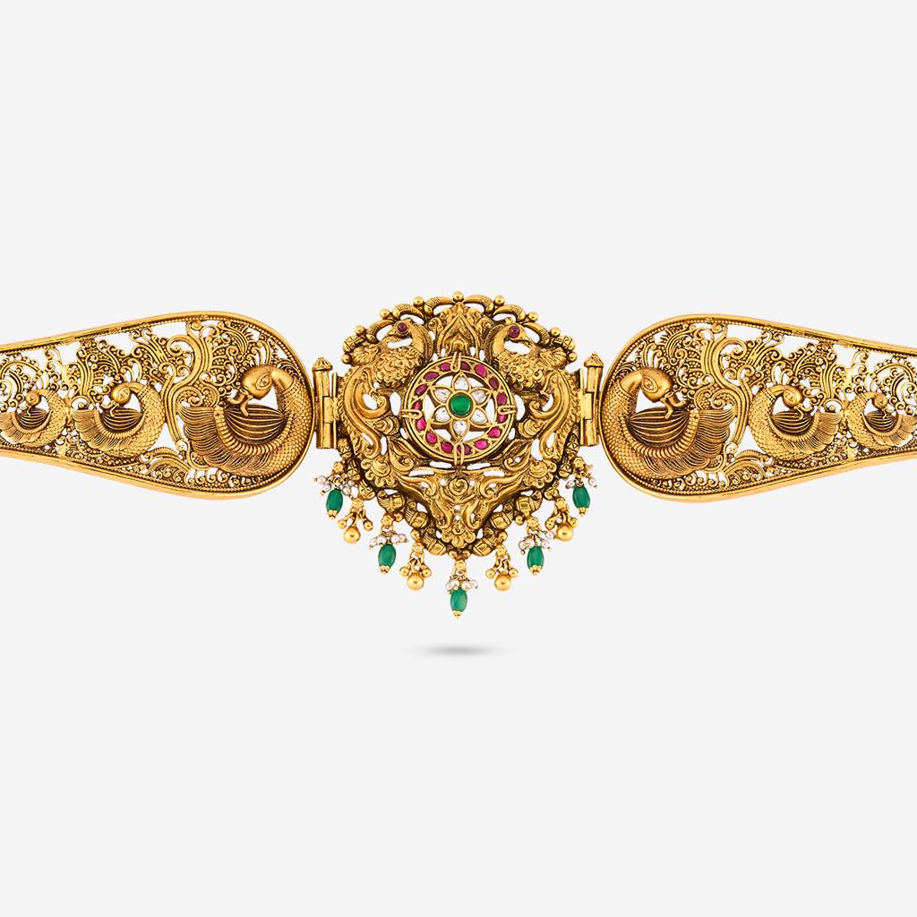 Ruby-Green Gold - Plated Bridesmaid Temple Belt - 462044 : 462044