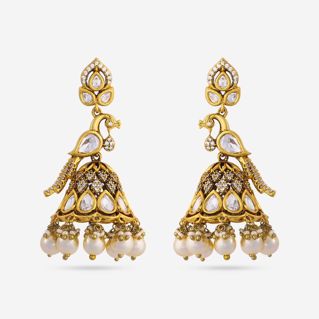 White Victorian - Plated Bridesmaid Kundan Earring - 463839 : 463839