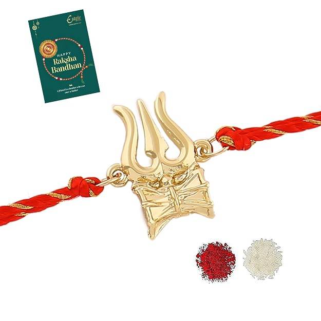 Premium Trishul Damru Rakhi For Brother|Designer Traditional Rakhi Thread|Trendy Rakhi For Raksha Bandhan-183-I : 183-IG-RAKHI
