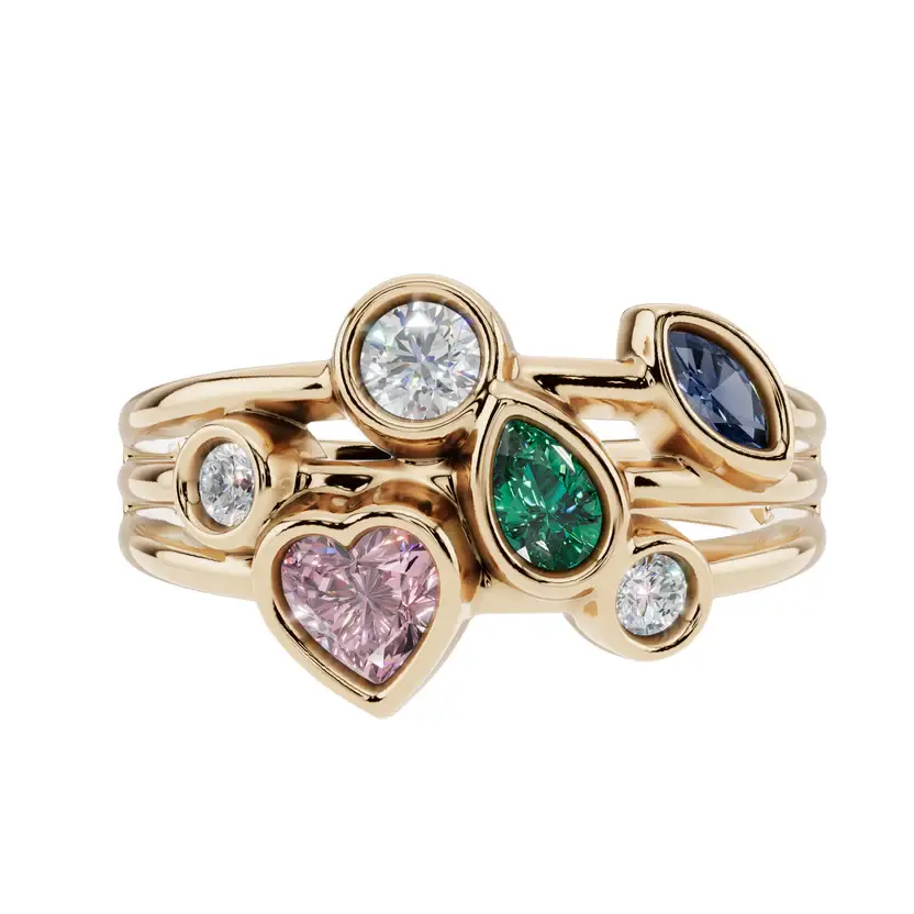 The Kaleidoscope Cluster Pure Silver Ring : VRG03-SL-9-G