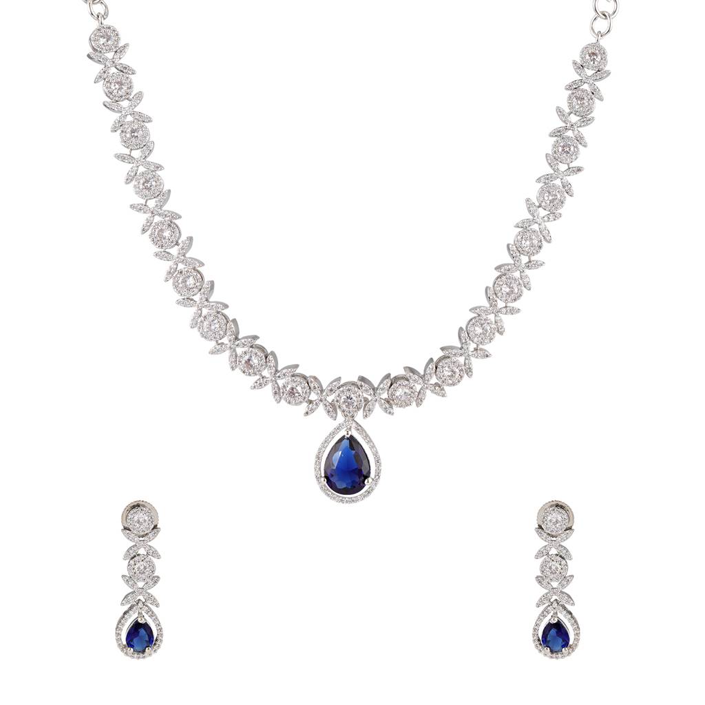 Sparkling Essentials Moonazure American Diamond Necklace Set : 8905124561067