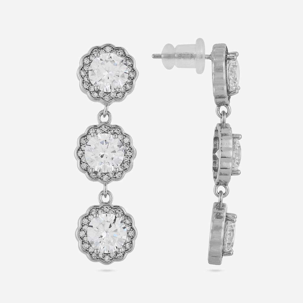 White - Plated Casual Wear Trendy Zircon Earring - 467006 : 467007