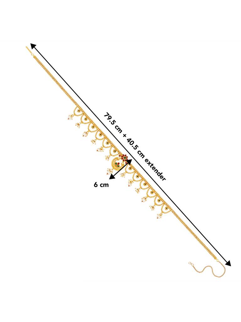 Combo Of Gold Plated Kundan Pearl Waist Chains Adjustable Kamar Bandh Gift For Women : PF04BCH002RG-PF04BCH001RG
