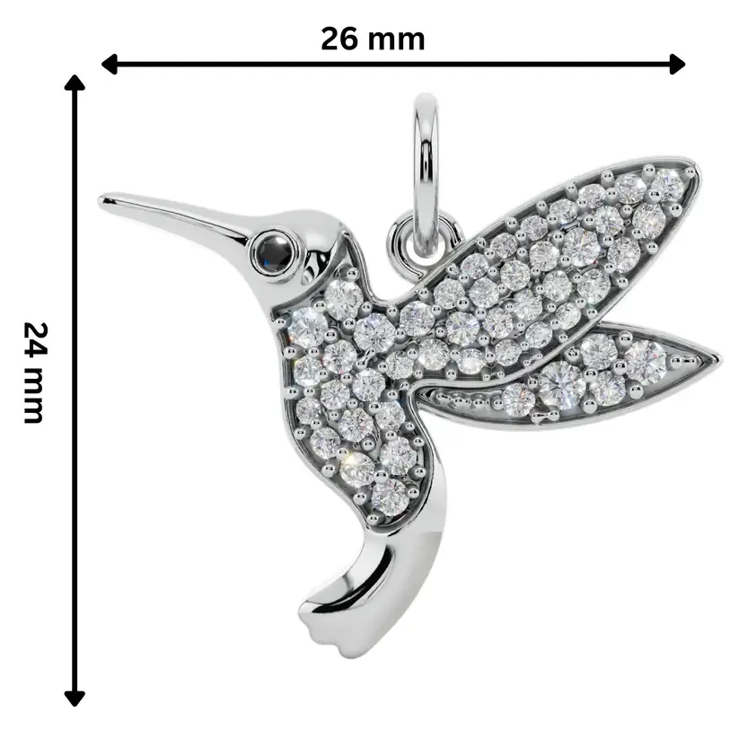 The Hovering Nectar Semi Silver Pendant Necklace : HMNGBRD-SM-W