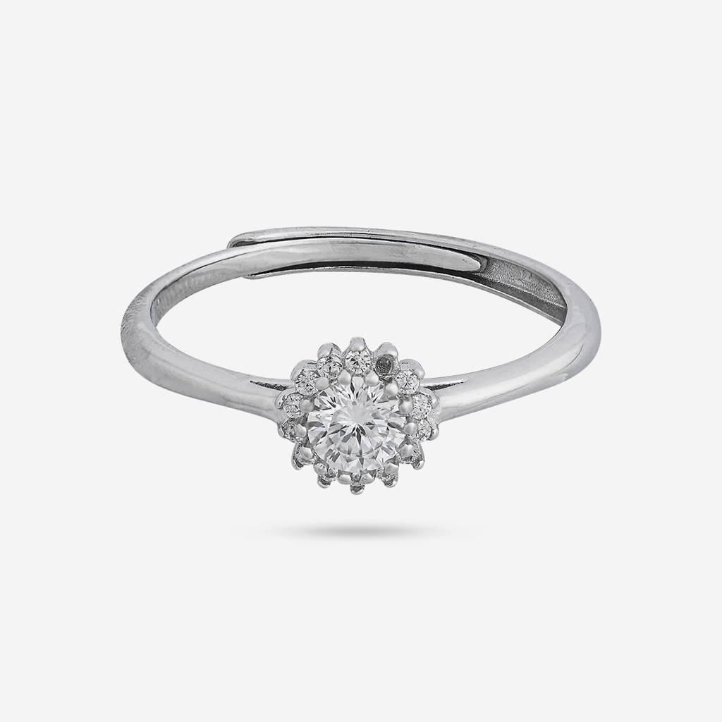 White Rhodium - Plated Office Wear Silver Finger Ring - 448514 : 448514