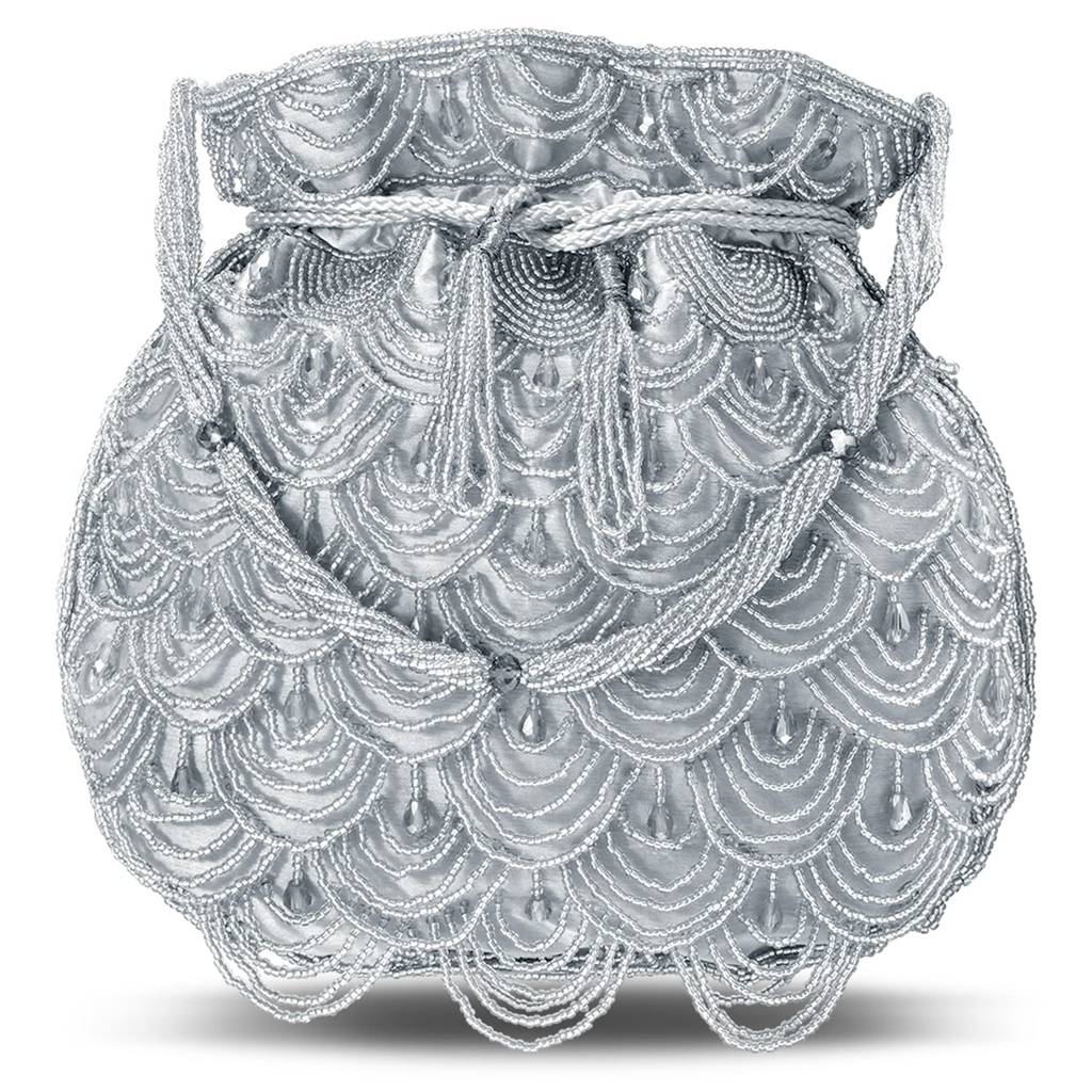 Potli Bags For Women Evening Bag Clutch Ethnic Bride Purse With Drawstring (P37Bl) : P37GRY