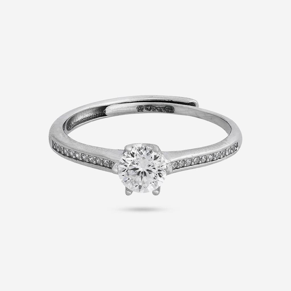 White Rhodium - Plated Office Wear Silver Finger Ring - 448494 : 448494