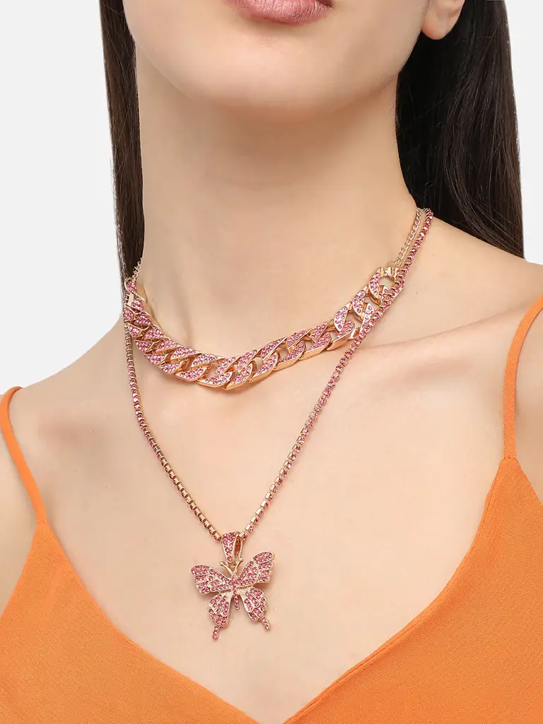 Ronnette-Gold Plated Designer Stone Party Necklace For Women : SOHNCK4722