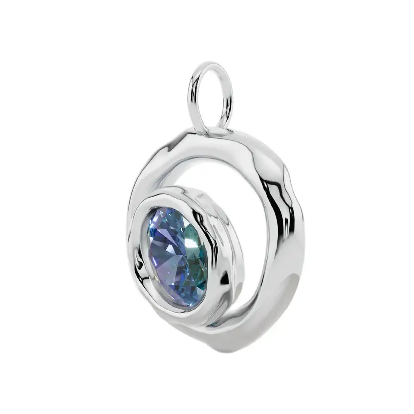 Eclipse Halo Semi Silver Pendant Necklace : VFL08-S-SM-C