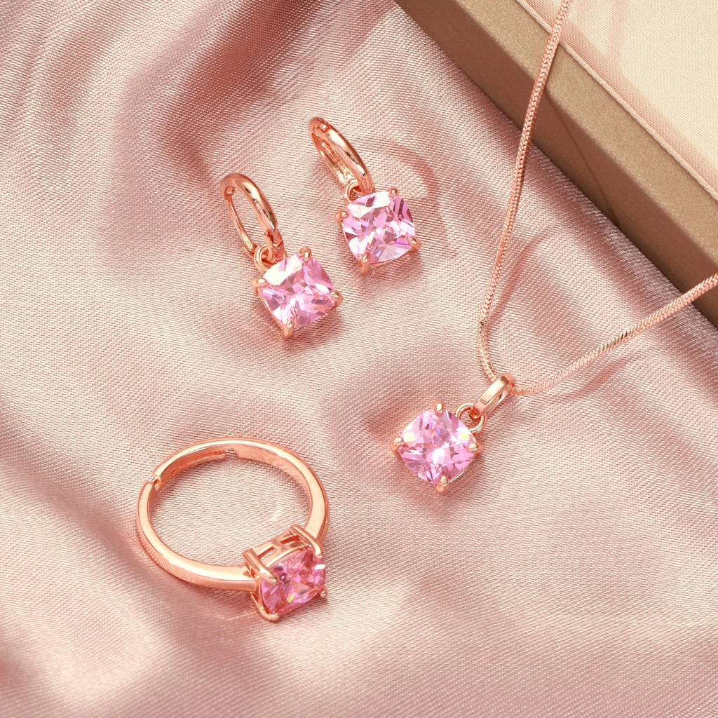 Cupid'S Gem Jewellery Set : JS34400-G-PNK