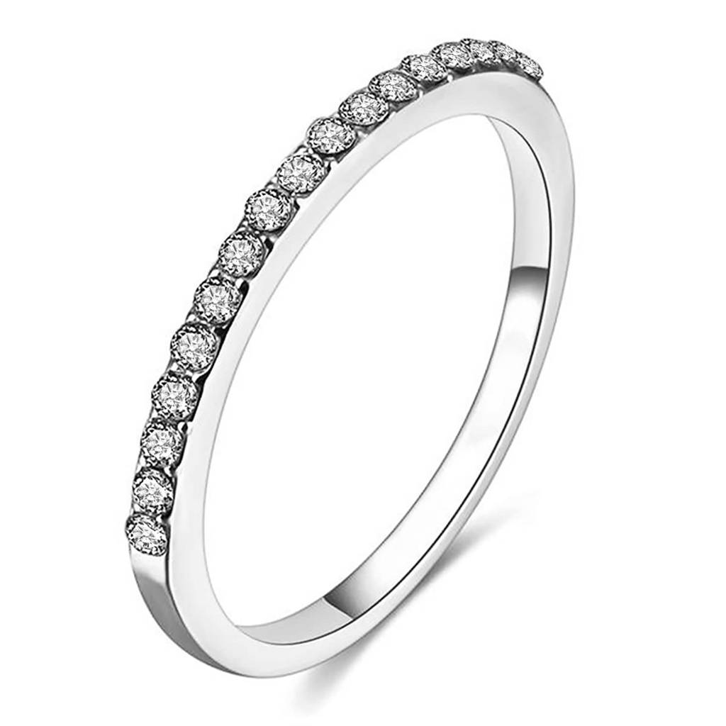 American Diamond Studded Silver Plated Eternity Ring Fashion Stylish Jewellery Gift For Girls & Women (Px8R129S-7 : PX8R129S-7