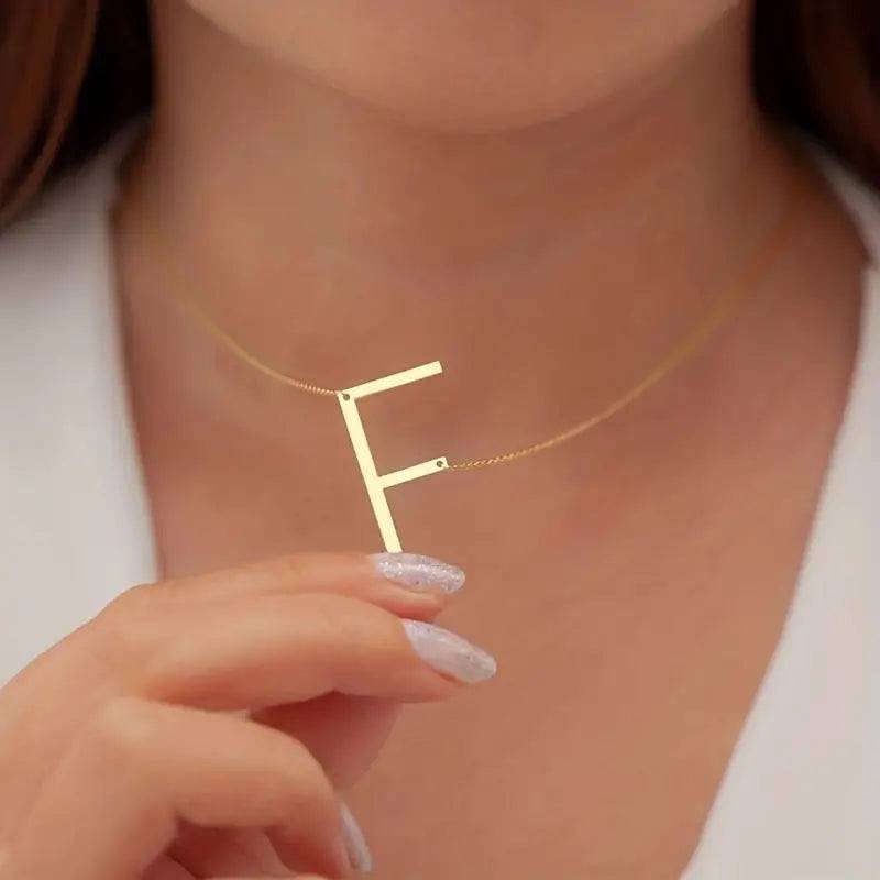 Chic Alphabet Golden Necklace : NS12279-G-A