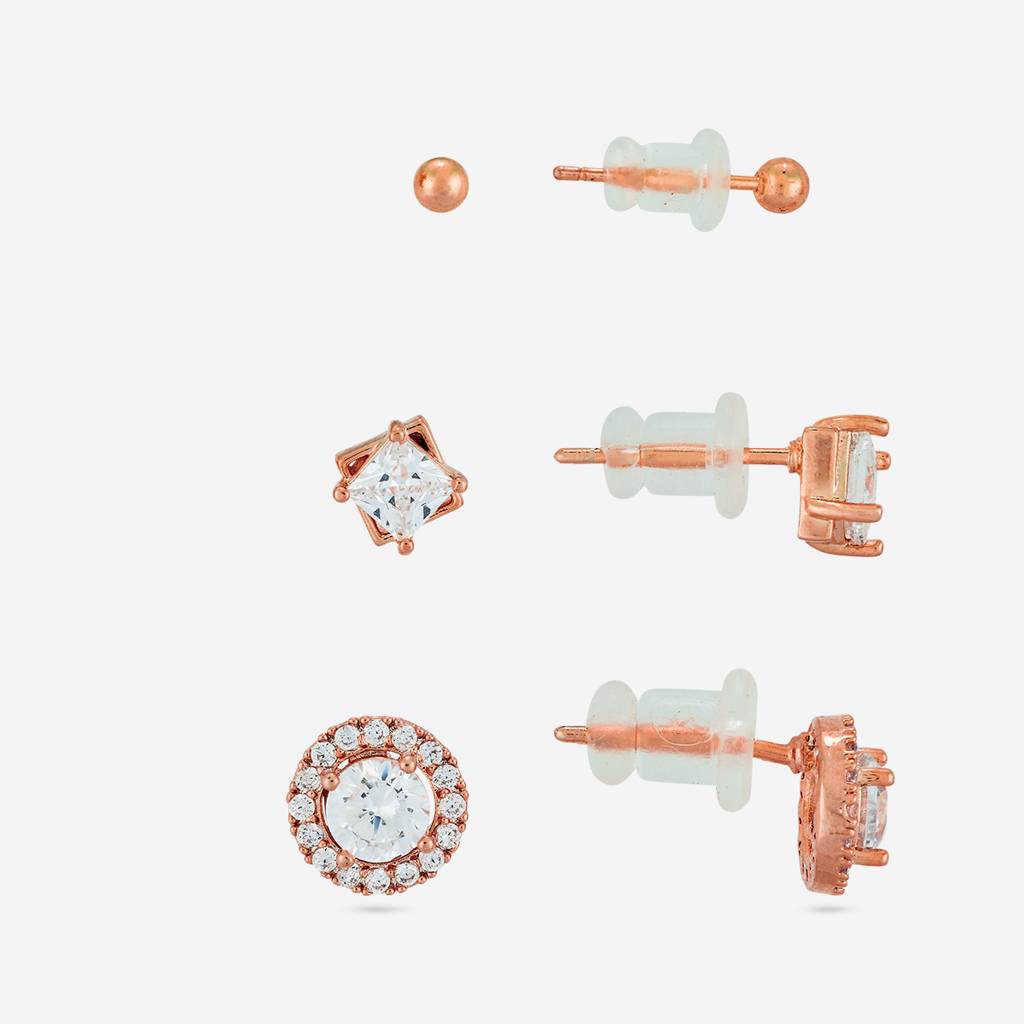 White Gold - Plated Casual Wear Trendy Zircon Earring - 464792 : 464794