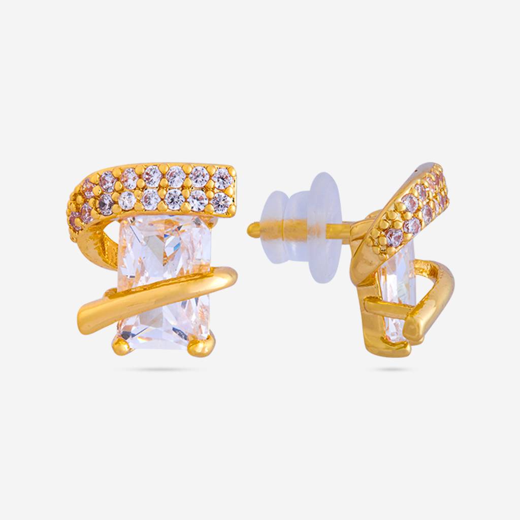 White - Plated Casual Wear Trendy Zircon Earring - 466997 : 466997