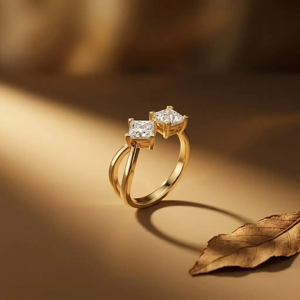 1Ct Moissanite Dual Princess Twist Ring : ZLM10015Y-10N