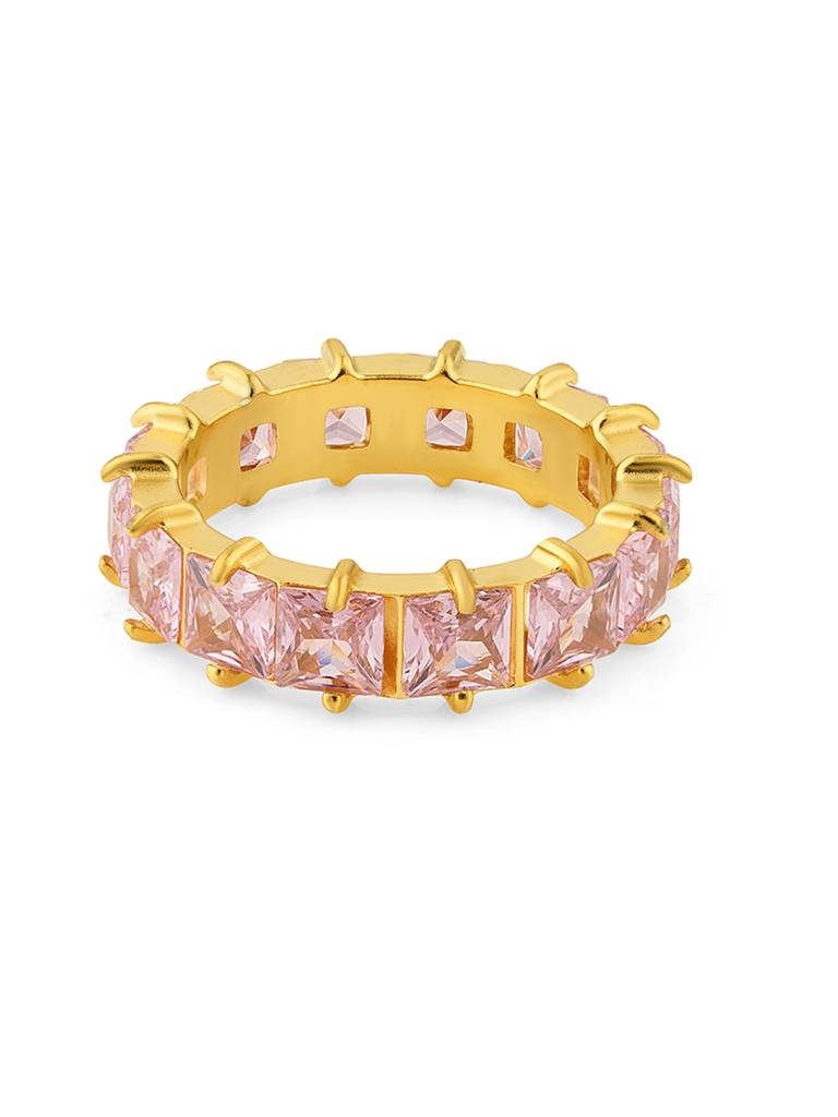 18K Gold Plated Stainless Steel Waterproof & Anti-Tarnish Golden Array Ring : R105ASSS8G