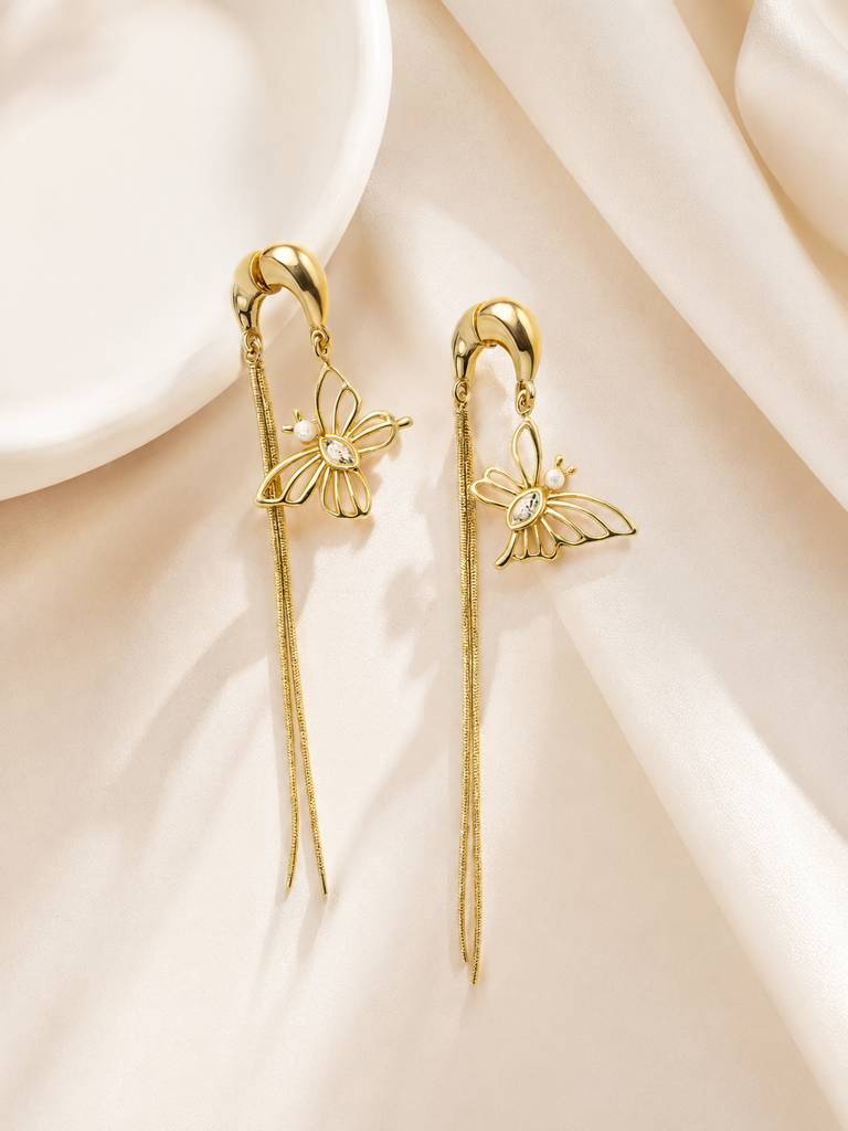 Butterfly Tassel Drop Earrings : AN-LJ-GO-0063-DE