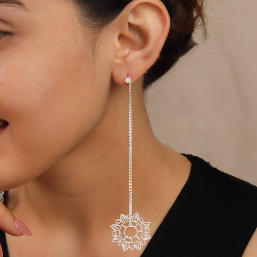 Silver Abstract Filigree Dangler Earring : 88410775