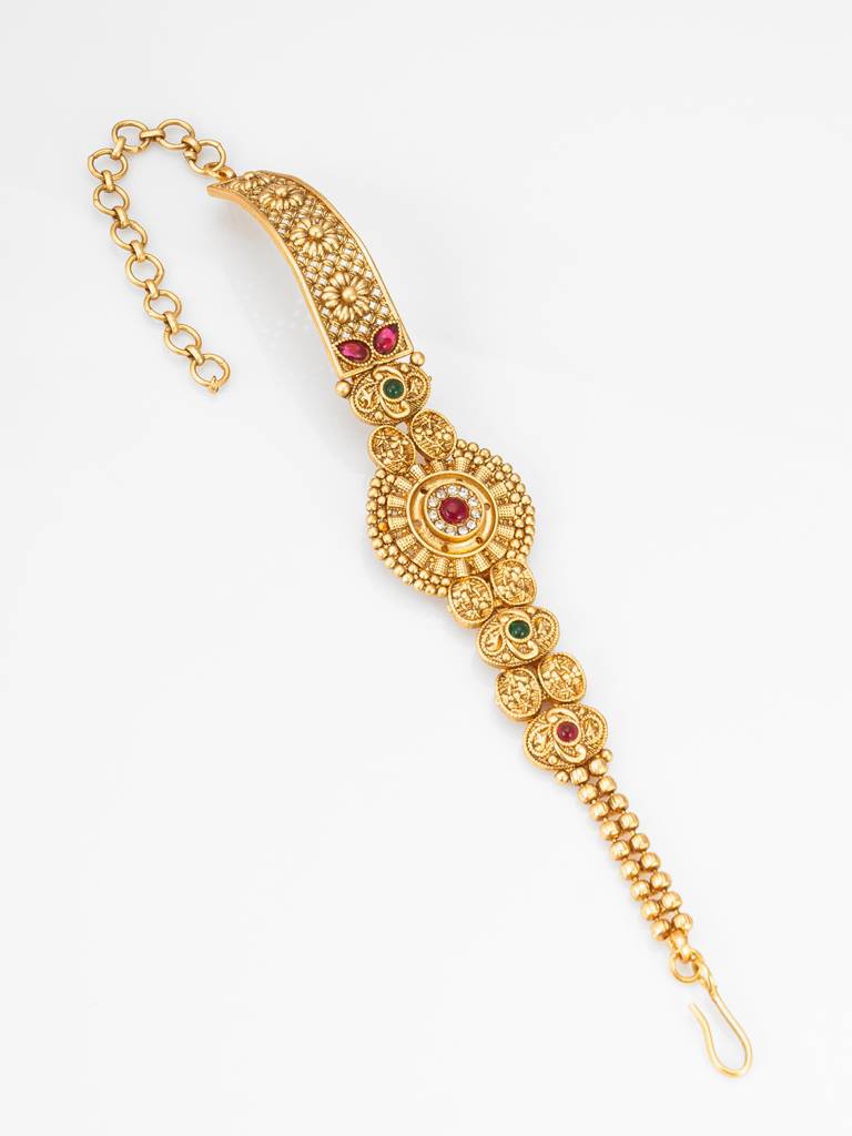 Antique Gold-Toned Traditional Sun Disc Bracelet : BG2477