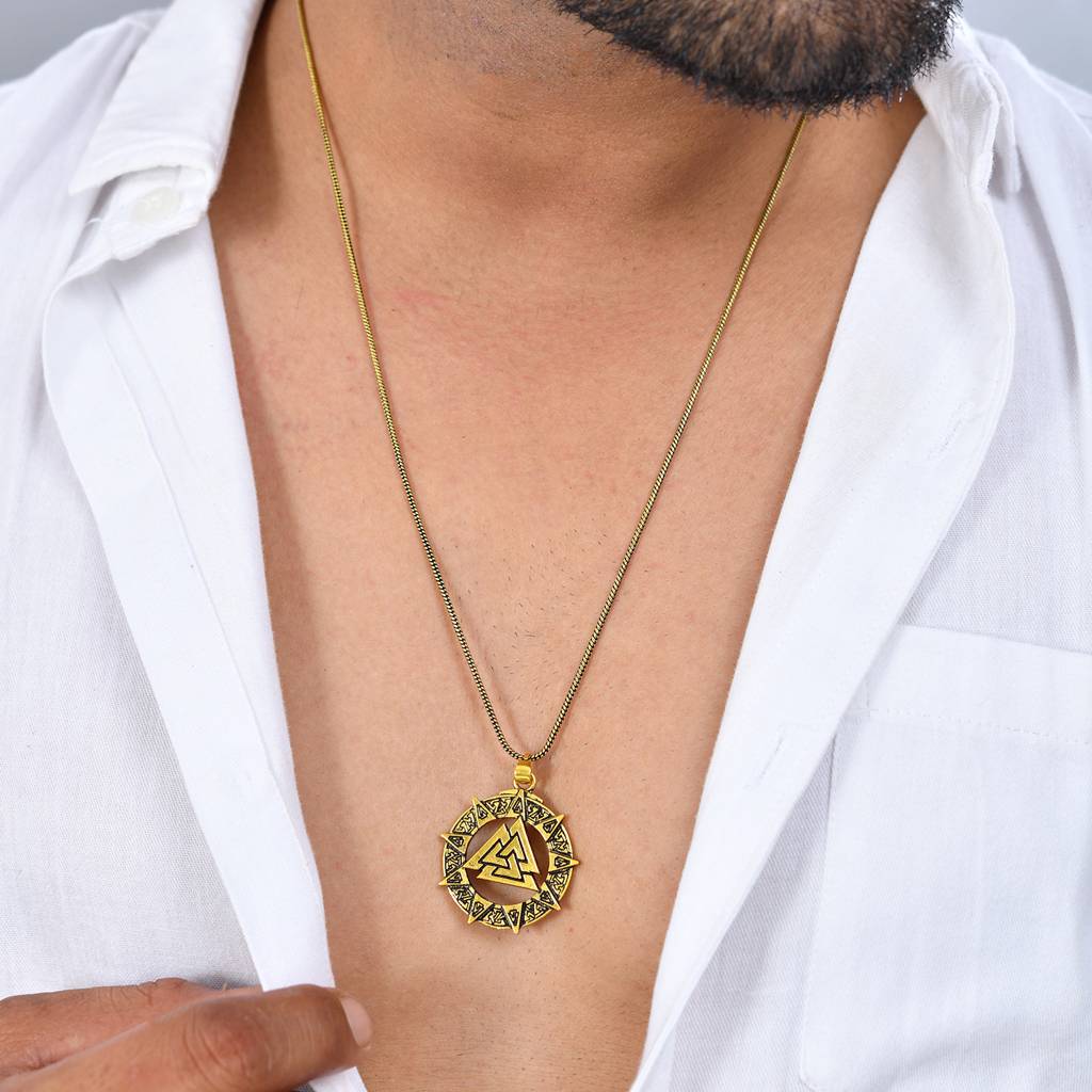 Statement Valknut Star Gold Oxidised Men’S Pendant : 8905124565577