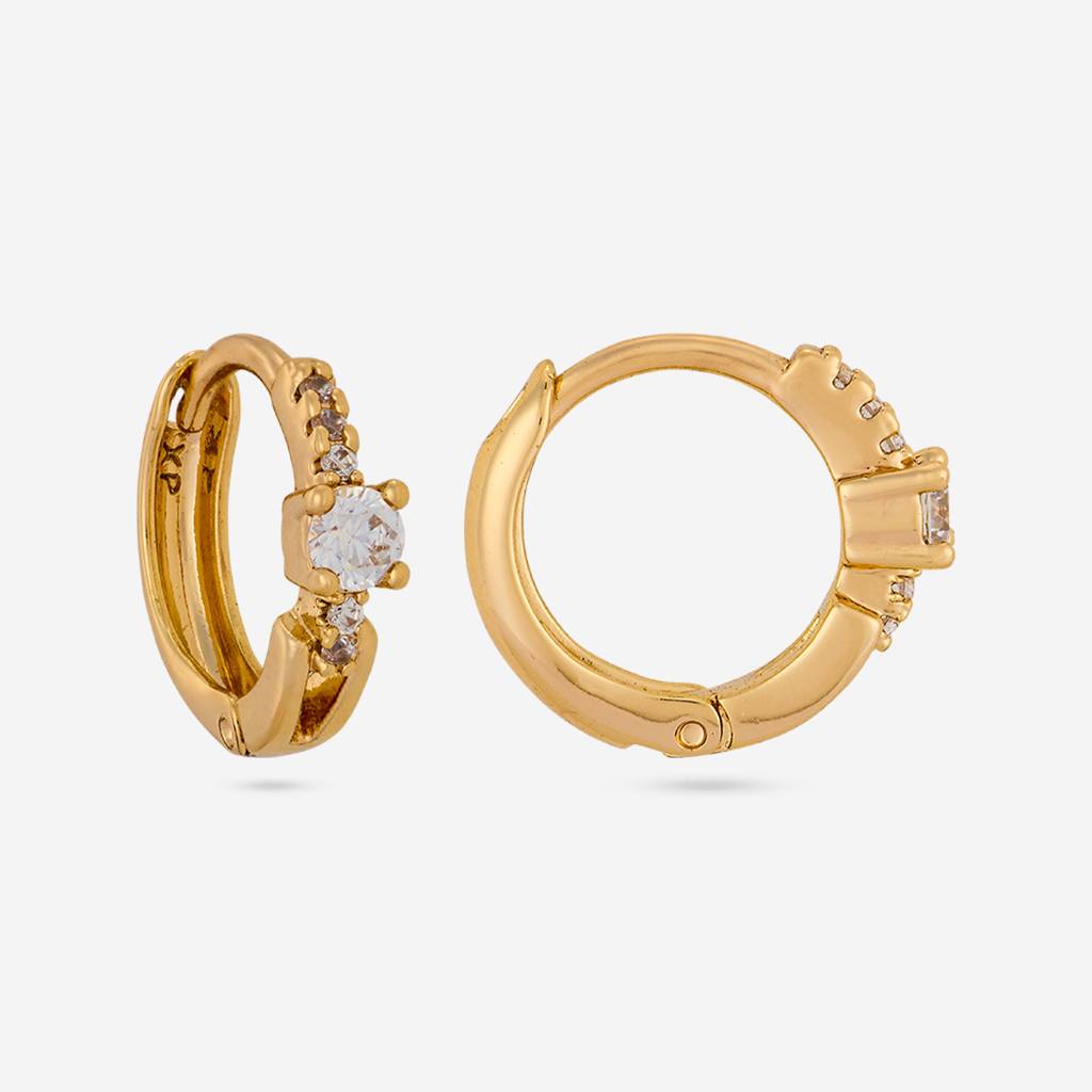 White - Plated Casual Wear Trendy Zircon Earring - 460341 : 460342