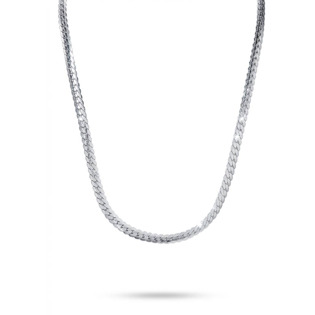 Fancy Snake Chain For Men & Boys Silver Plated Stainless Steel Casual Stylish Design Jewellery Birthday Anniversar : PX9CH155S