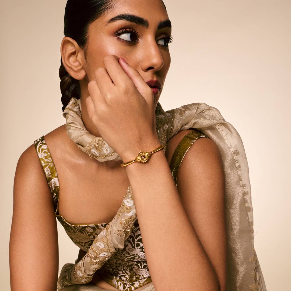 Ruby Gold - Plated Festive Antique Kada - 457606 : 457606