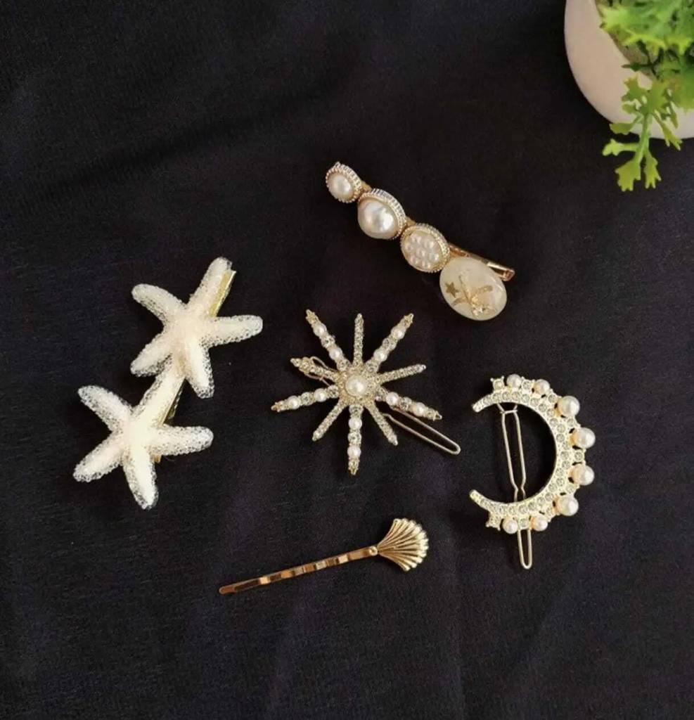Set Of 5 Beach Hair Pins : HX-HP-C5-0039-G