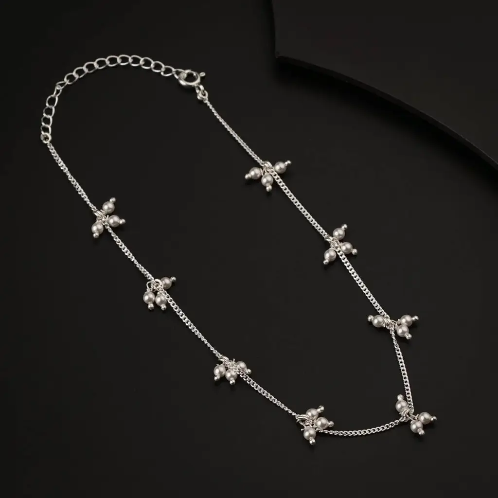 Silver Baby Necklace With Pearls : 67456919