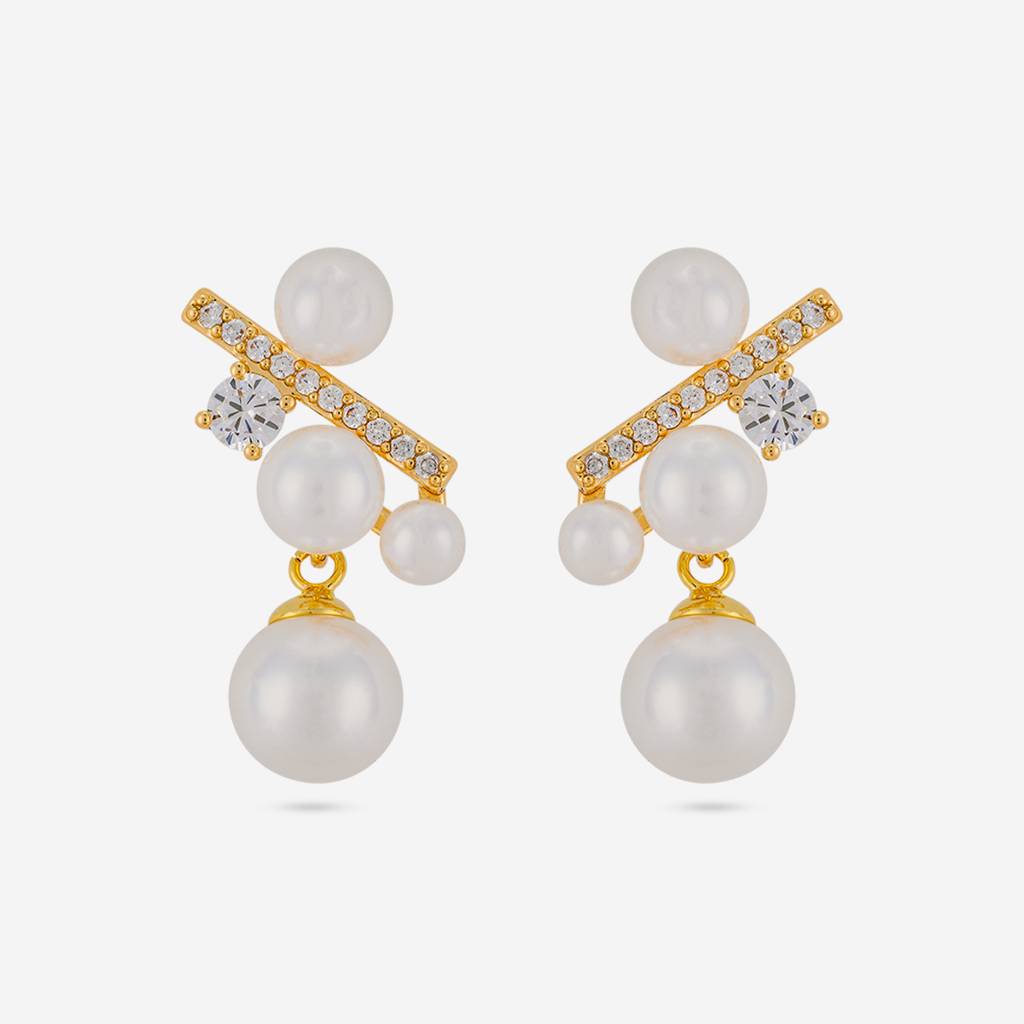 Pearl Gold - Plated Casual Wear Trendy Zircon Earring - 464623 : 464623