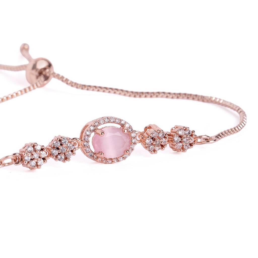 Cz Adjustable Bracelet | Classic Style | Evening Wear : AD-204-RGMP-BR