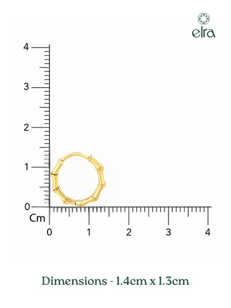 18K Gold Plated Stainless Steel Waterproof & Anti-Tarnish Bamboo Hoop Earrings : E105ASSS0G