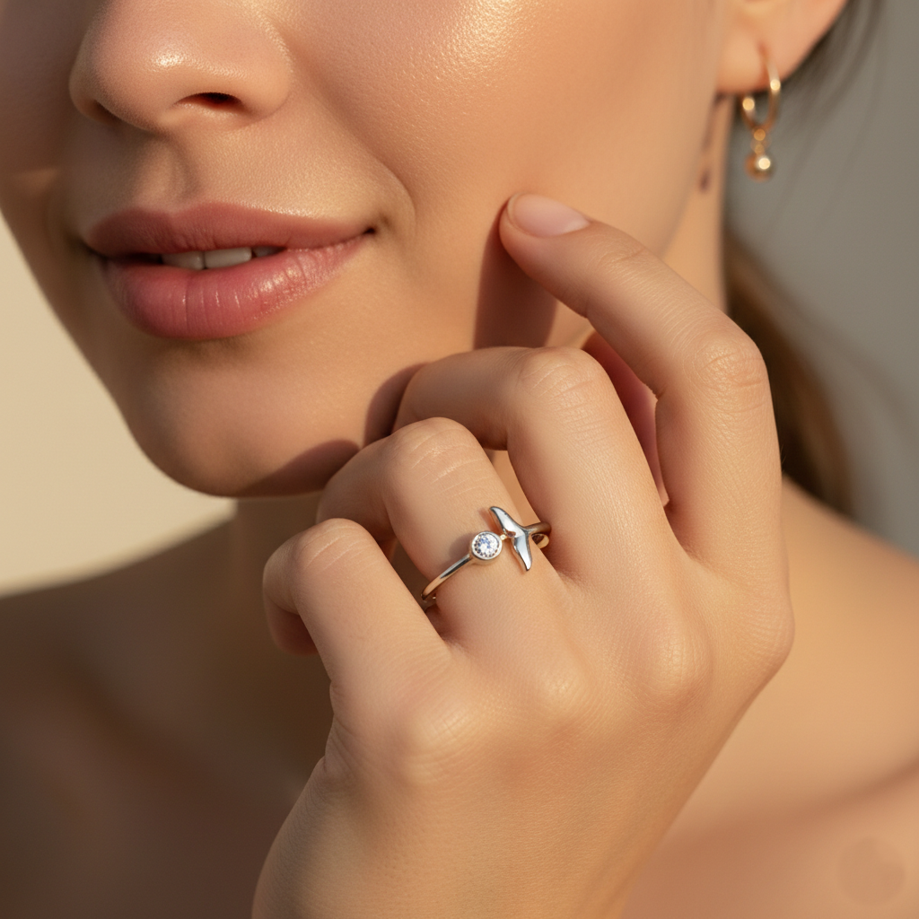 925 Sterling Silver Minimalist Dolphin Ring For Girls & Women | Adjustable | Skin Friendly : R112S