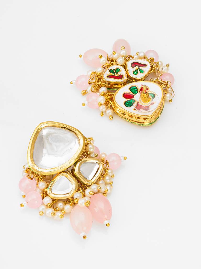 Multi-Strand Kundan Necklace Set With Earrings : NK4352