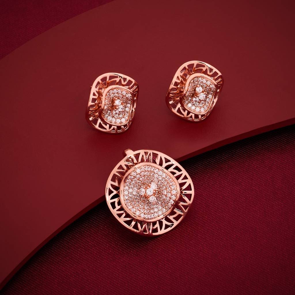 Party Wear Zircon Pendant Set - 462500 : 462501