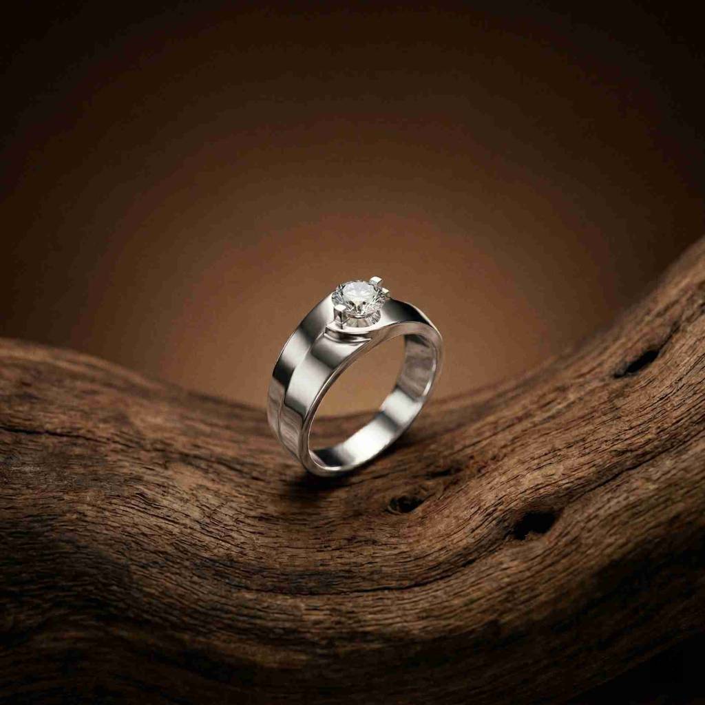 0.75Ct Moissanite Modern Bezel-Set Ring For Men'S : ZLM-10047-15N