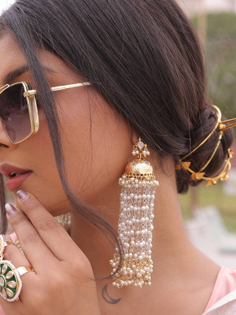 Divyana Pachi Kundan Jhumkas : 707EAR25RA
