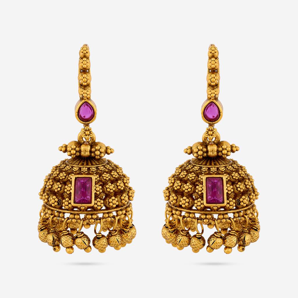 Ruby Gold - Plated Festive Antique Earring - 453123 : 453123