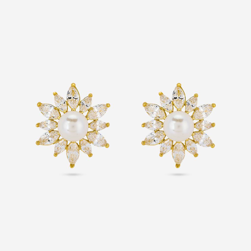Pearl Gold - Plated Casual Wear Trendy Zircon Earring - 460360 : 460360