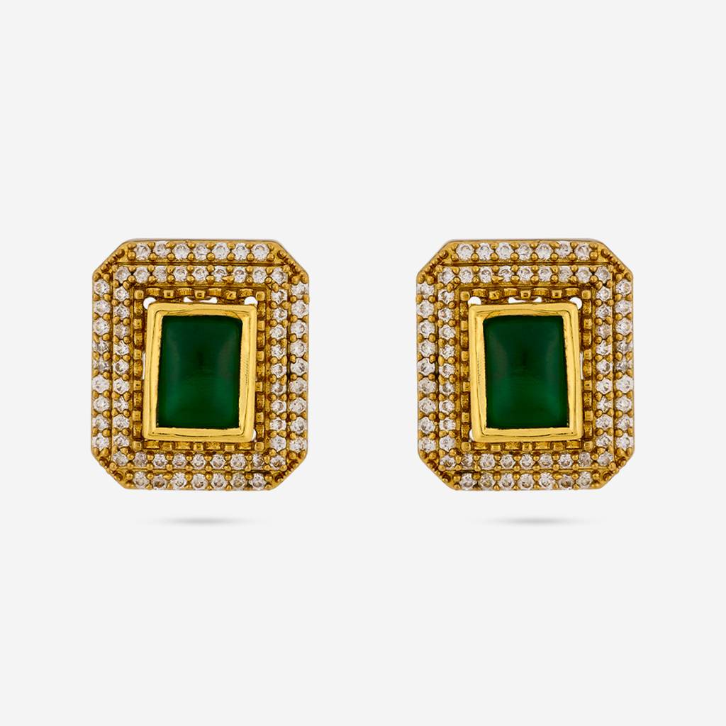 Green Victorian - Plated Casual Wear Kundan Earring - 452527 : 452527