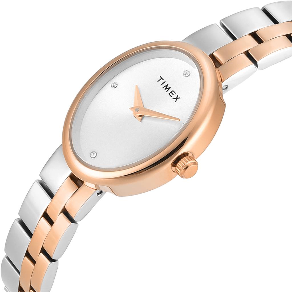 Timex Trendline Oval 23Mm Silver Dial Analog Women Watch - Twel27101 : TWEL27101