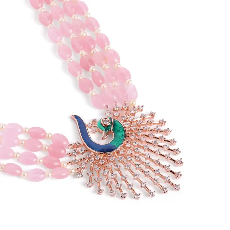 Morbagh Imperial Ruby Cz Bead Heritage Necklace Set | Reception Glam : AD-942-RGMP-NKER