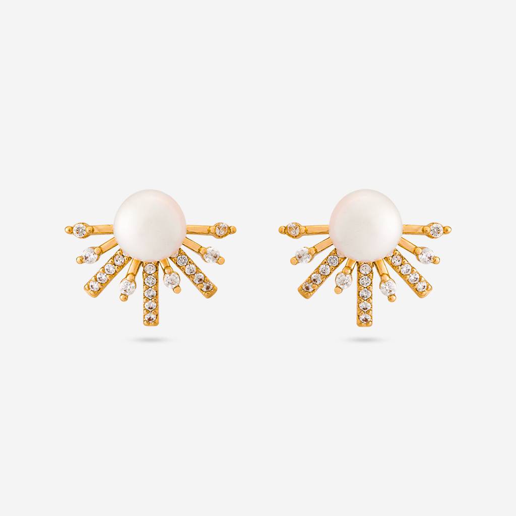 Pearl Gold - Plated Casual Wear Trendy Zircon Earring - 464754 : 464754