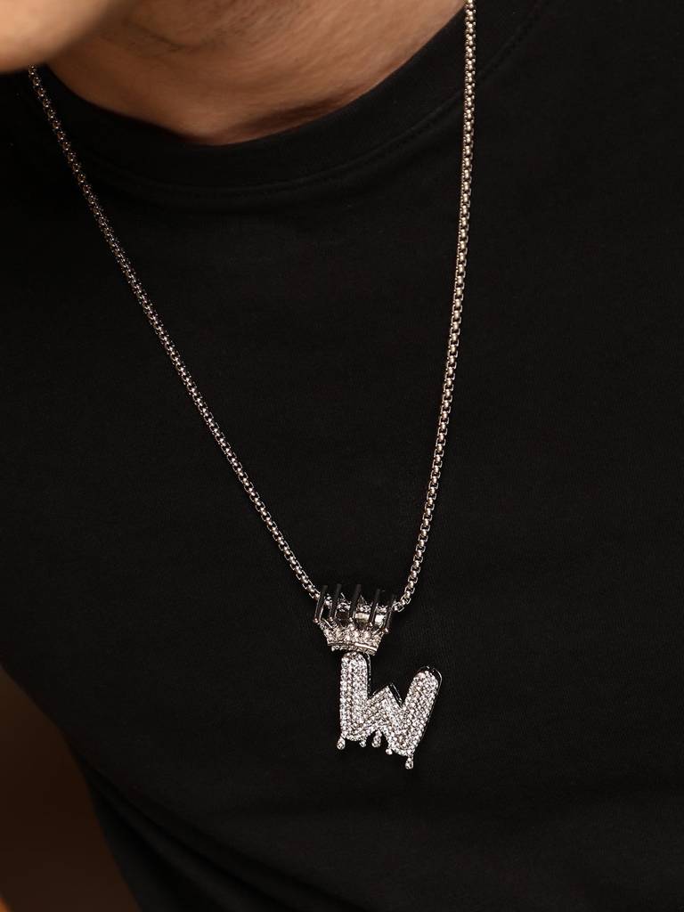Men'S The Drip Alphabet Pendant Necklace - Metallic Silver : FANC1096-W