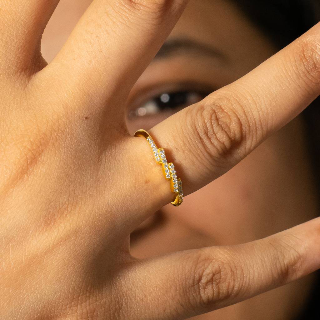 22K Gold Vermeil |Trinity  Ring| Pure 925 Sterling Silver With The Thickest Gold Layer : TSRI-TRI-17-22K-11069