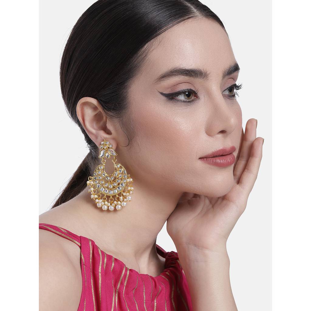 Peora Gold Plated Traditional Kundan Brass Alloy Long Necklace Jewellery Set With Earring Maang Tikka For Women Gi : PF25E105W