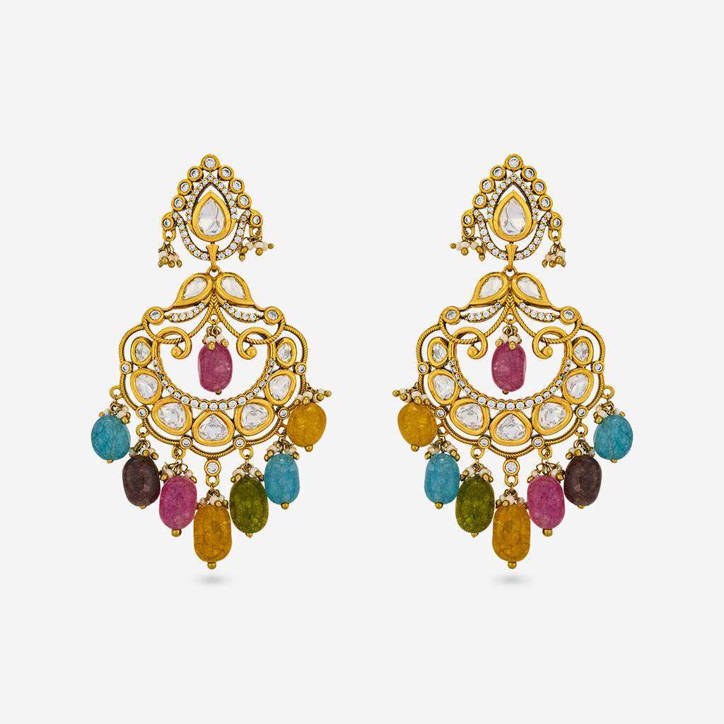 Multi Victorian - Plated Bridesmaid Kundan Earring - 467982 : 467982