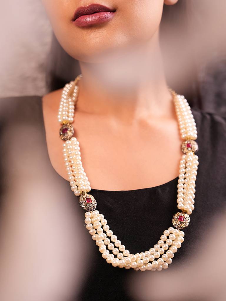 Semi-Precious Pearl Necklace : 927NKS24RM